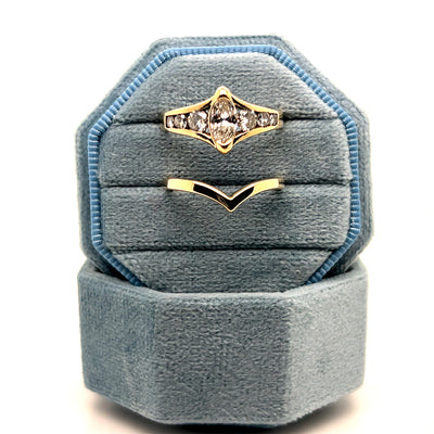 "Summit" 14K Yellow Gold 1.00TCW Marquise Diamond Engagement Ring Set (.50CT Center) – Estate