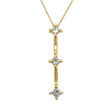 "Sybil" 14K Yellow Gold 0.20 Carat Total Weight Princess Cut 3-Stone Diamond Pendant Estate