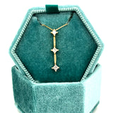 "Sybil" 14K Yellow Gold 0.20 Carat Total Weight Princess Cut 3-Stone Diamond Pendant Estate