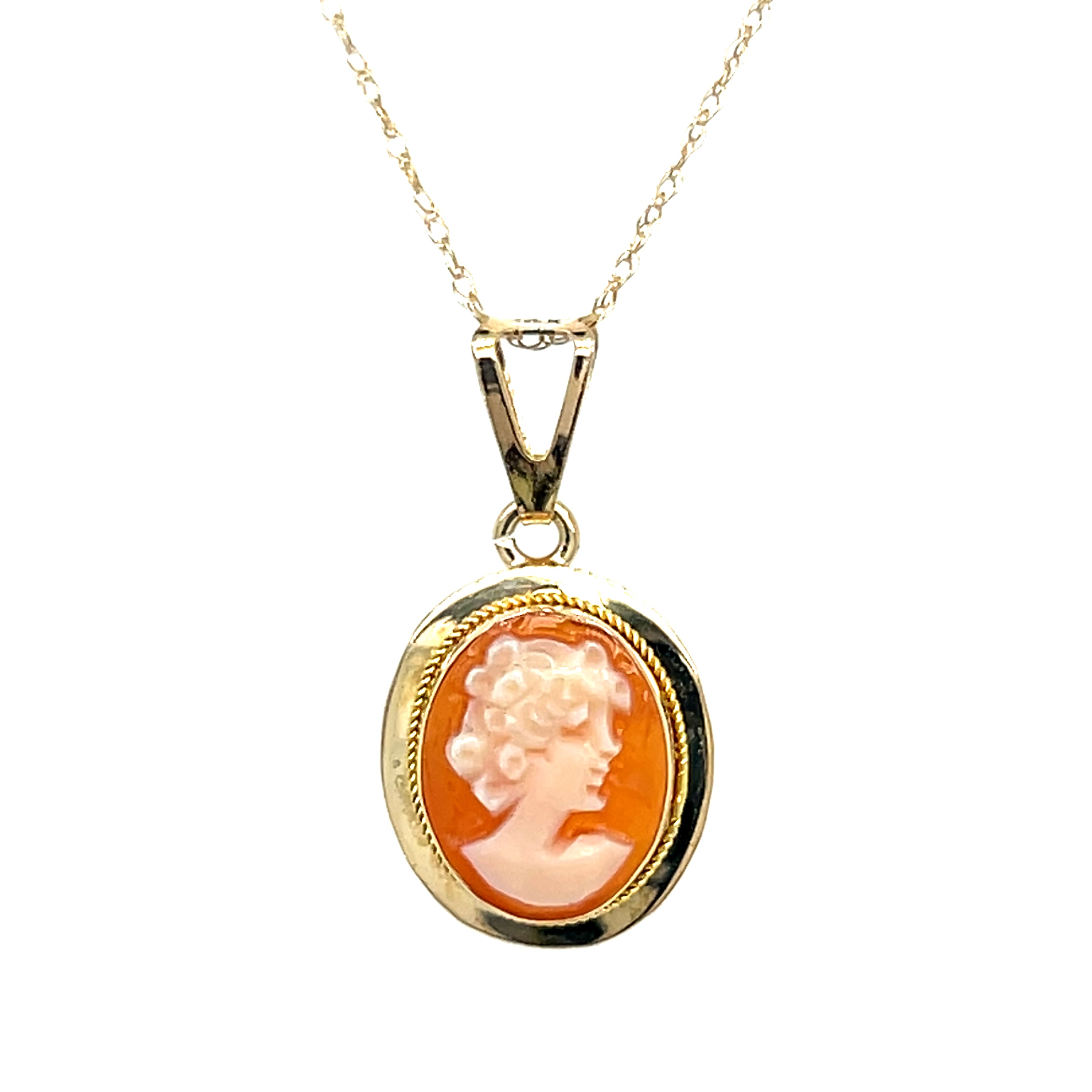 "Sylvia" 14K Yellow Gold 8x10mm Cameo Pendant Estate