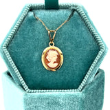 "Sylvia" 14K Yellow Gold 8x10mm Cameo Pendant Estate