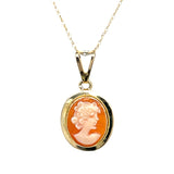 "Sylvia" 14K Yellow Gold 8x10mm Cameo Pendant Estate