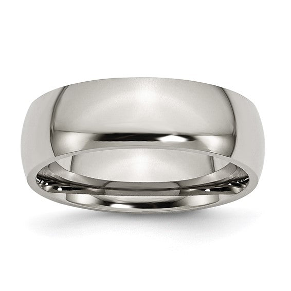 Men’s Chisel 7mm Titanium Half Round Wedding Band Size 13.5