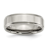 Men's Titanium Polished 7mm Ridged Edge Band Size 9