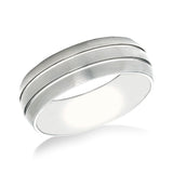 Men’s 8mm Brushed Titanium Wedding Band with 2 Grooves Size 8