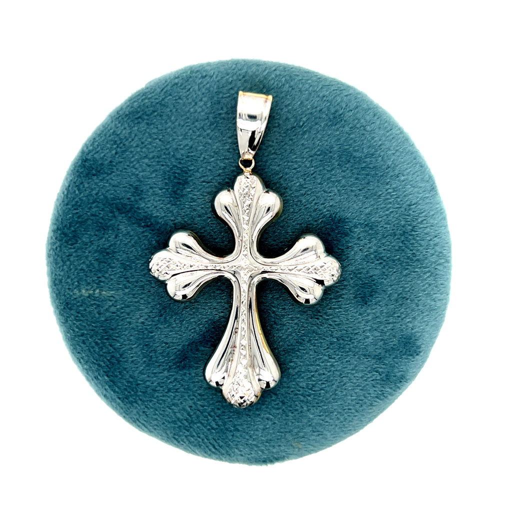 "Beulah" 14K White and Yellow Gold 2.4gram Cross Pendant a part of our Estate collection