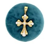 "Beulah" 14K White and Yellow Gold 2.4gram Cross Pendant a part of our Estate collection