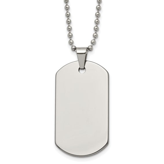Tungsten Dog Tag Necklace 22"