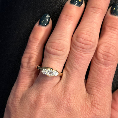 14K Yellow Gold 1.00CTW Three-Stone Diamond Engagement Ring (0.40CT Center)