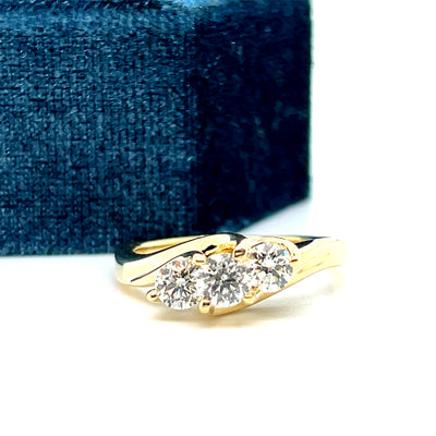 "The One" 14K Yellow Gold 1.00CTW Three-Stone Diamond Engagement Ring (0.40CT Center)