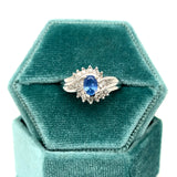 "Tootsi" 10K White Gold 6x4 Oval Sapphire & Diamond Ring