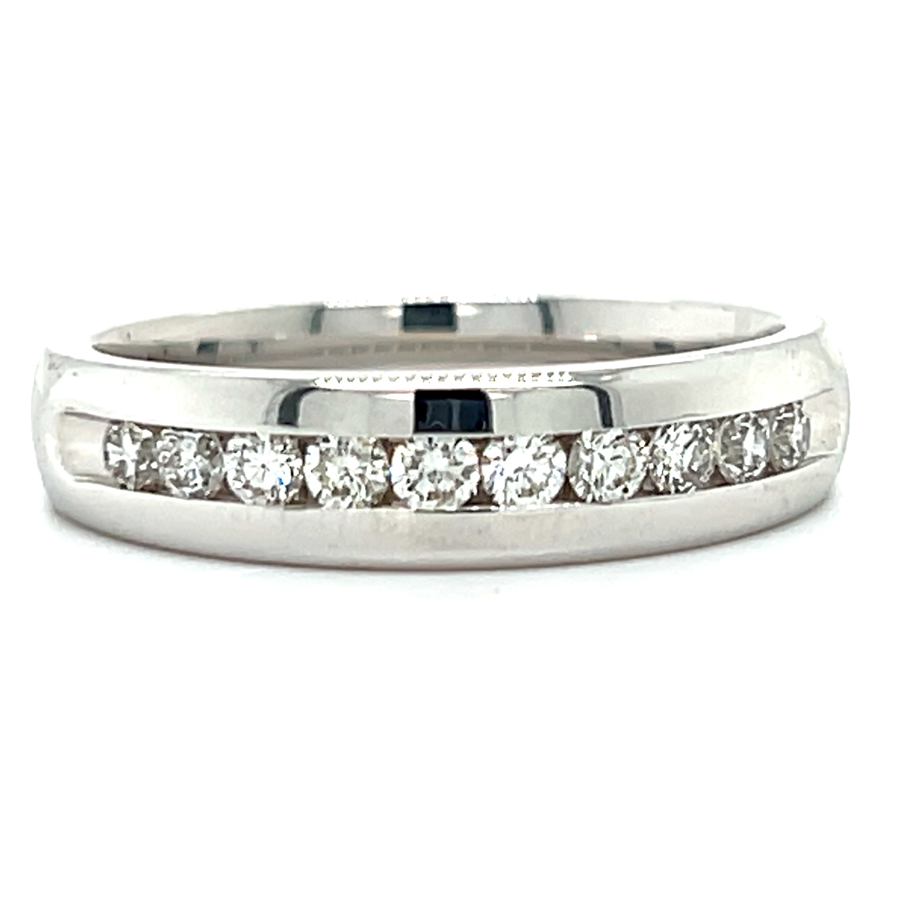 "Travis" Men's 14K White Gold 6mm 6.5g 0.5 Carat Total Weight (10) Diamond Wedding Band Estate