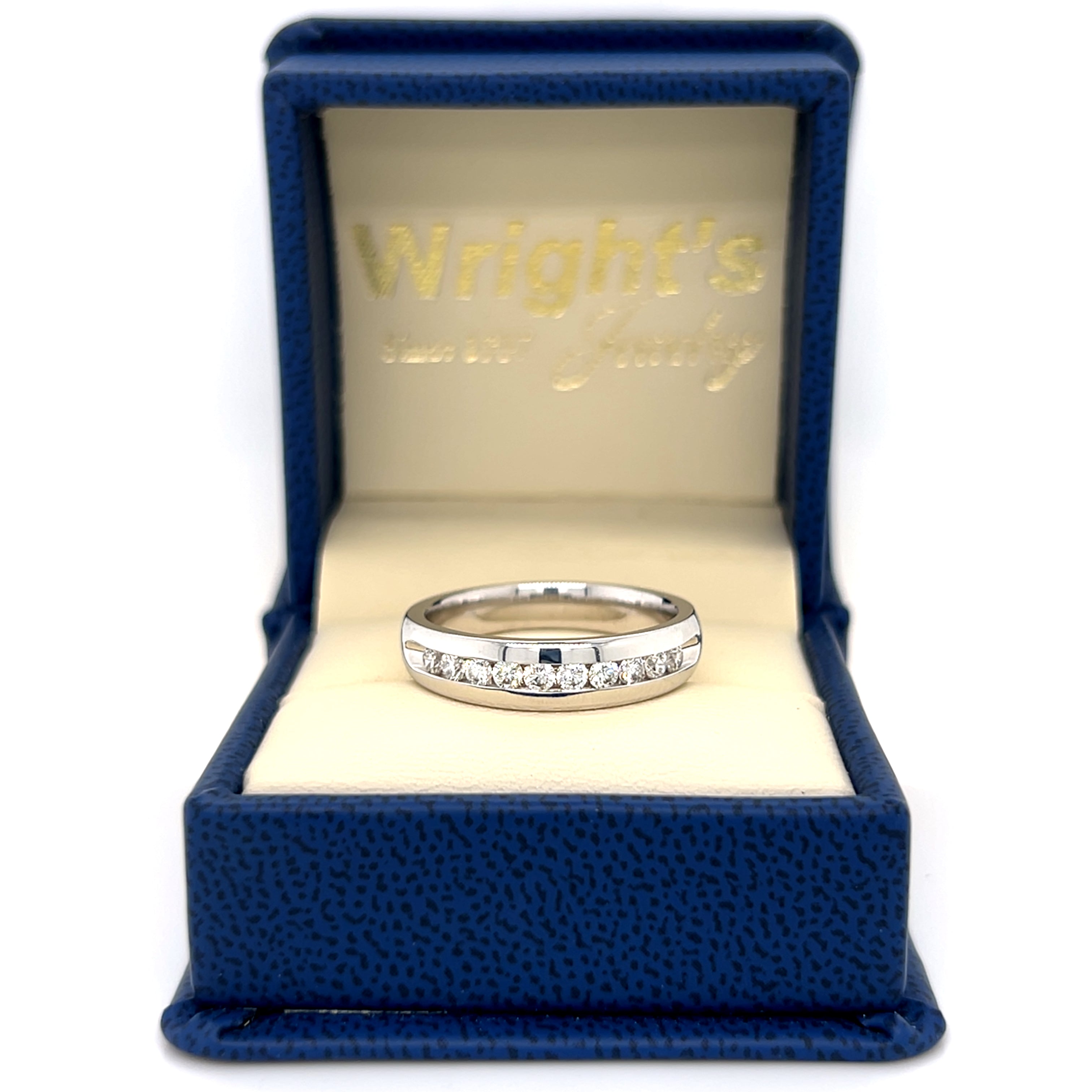 "Travis" Men's 14K White Gold 6mm 6.5g 0.5 Carat Total Weight (10) Diamond Wedding Band Estate