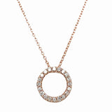 14K Rose Gold .16 Carat Total Weight (20) Diamond Open Circle Pendant Necklace