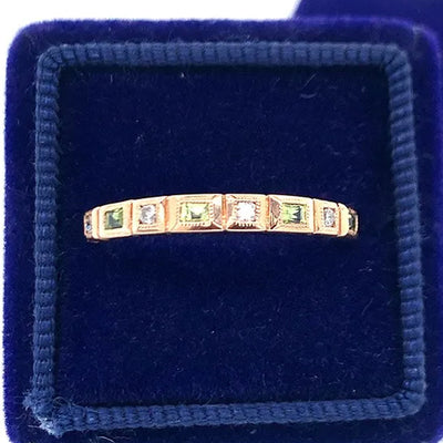 “Iris” 10K Rose Gold Peridot and Diamond Stackable Band Ring