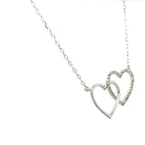 Sterling Silver Double Interlocking Heart Pendant with 1/10 CTW Diamonds