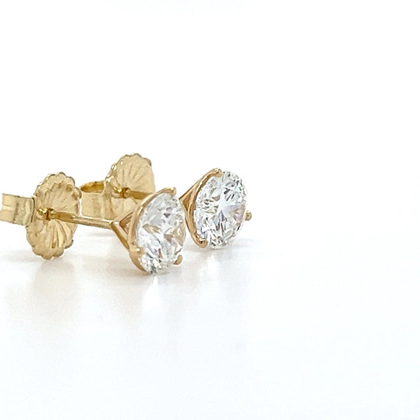 14K Yellow Gold 2.05CT Lab Grown Diamond Brilliant Round  E-F Color, VS1-2 Clarity Stud Earrings IGI Certified #LG596339517 &amp; #LG576314559