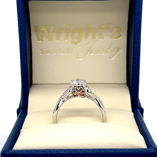 10K White and Rose Gold Diamond Bridal Engagement Ring