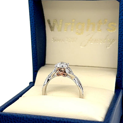 10K White and Rose Gold Diamond Bridal Engagement Ring