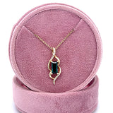 14K Yellow Gold 4x8mm .78CT Green Tourmaline and .056CT (14) Diamond Pendant Necklace