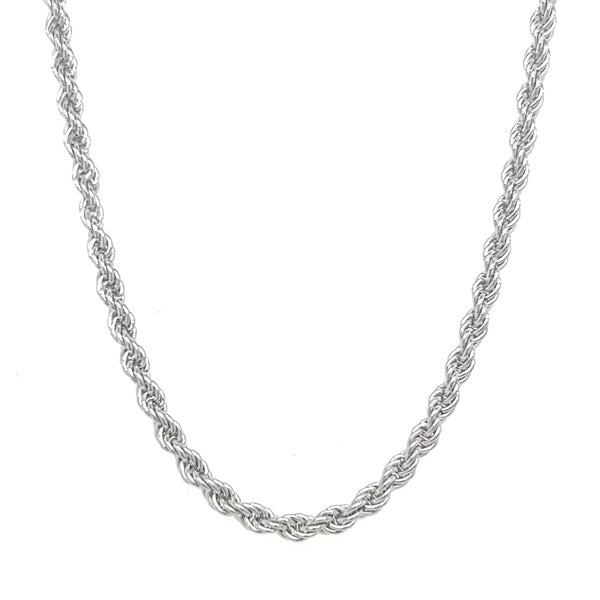 Sterling Silver Rhodium-Plated 2.25mm Diamond Cut Rope Chain – 24"