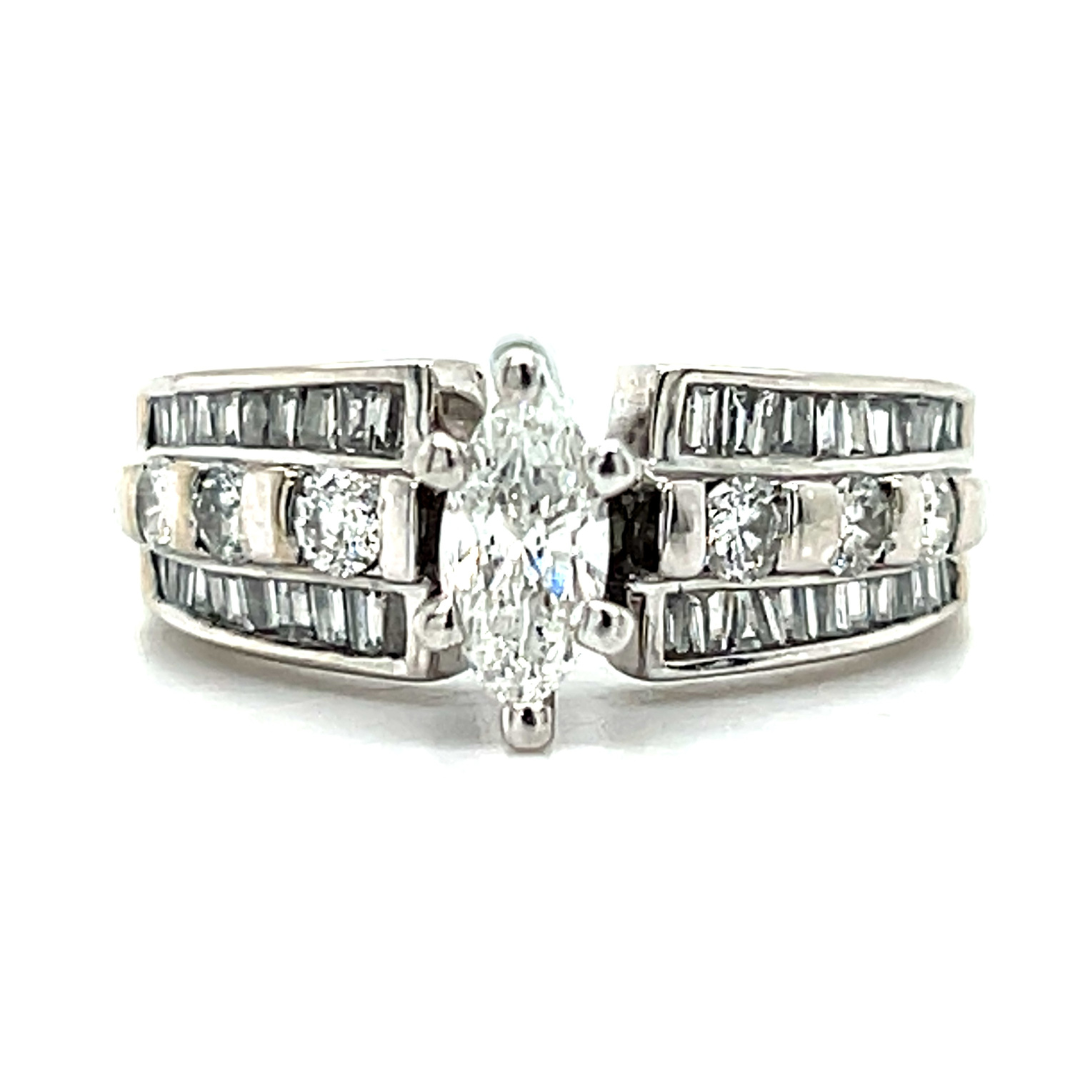 "Roya" 14K White Gold 1.00CTW (0.40CT Center) Diamond Engagement Ring Estate