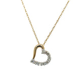 "Valentine" 10K Yellow Gold & Diamond Heart Pendant Estate