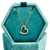 "Valentine" 10K Yellow Gold & Diamond Heart Pendant Estate