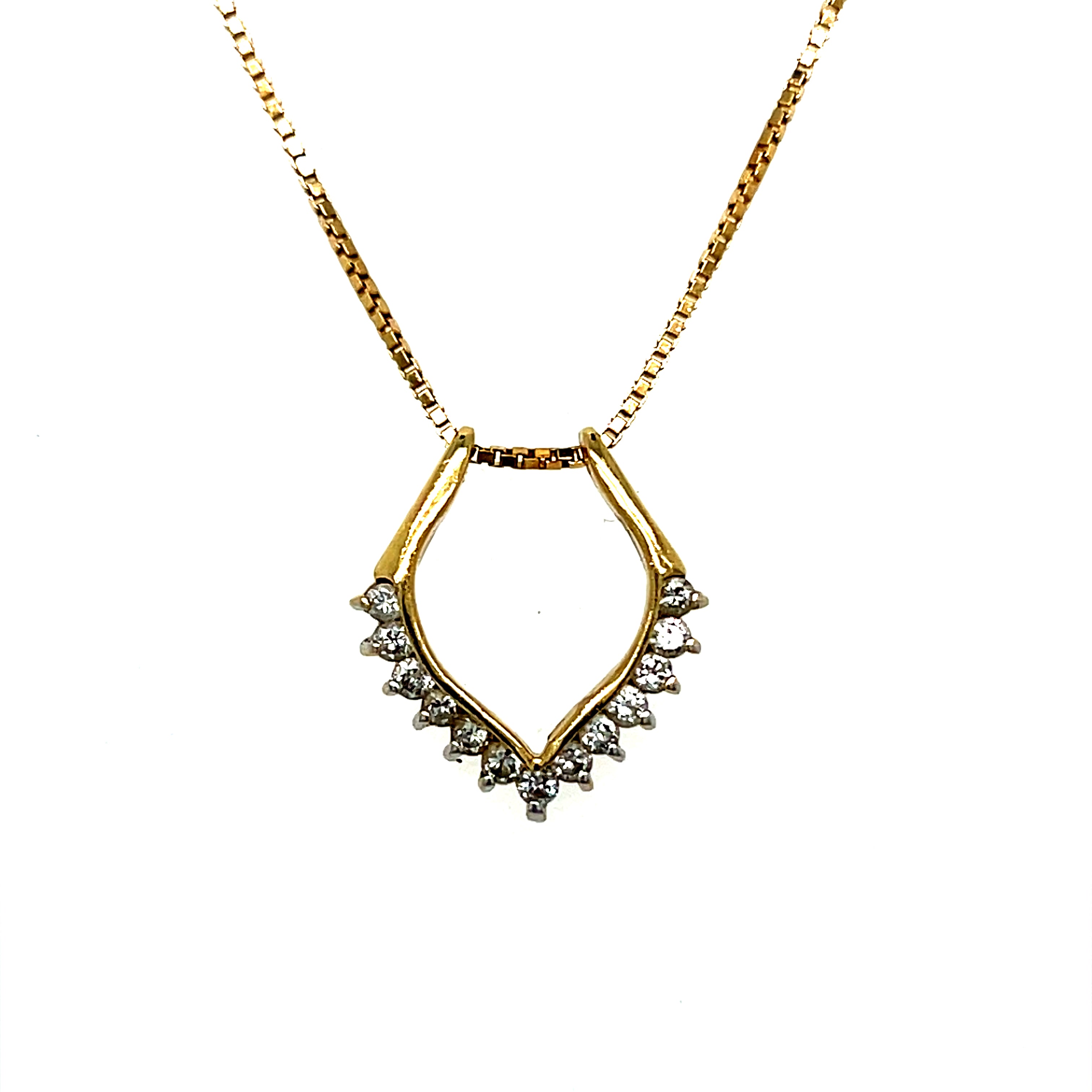 "Vivienne" 16" 14K Yellow Gold 1/4 Carat Diamond Pendant Enhancer Estate