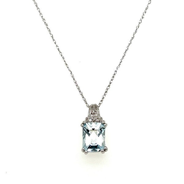 10K White Gold Aquamarine and Diamond Pendant 18 WT623PP Estate