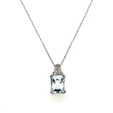 10K White Gold Aquamarine and Diamond Pendant 18 WT623PP Estate