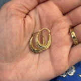 "Willa" 14K Yellow Gold Vintage Filigree Hoop Earrings Estate