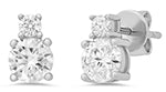 Sterling Silver ~4x4mm 1.10 Carat Total Weight Moissanite Earrings