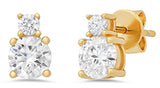 Sterling Silver Yellow Gold Plated ~4x4mm 1.10 Carat Total Weight Moissanite Earrings.