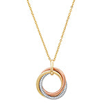 "Trinity Circles" Sterling Silver/Yellow Gold/Silver Cubic Zirconia Circle Necklace on 18" Chain