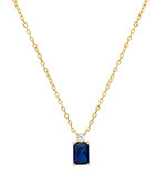 Sterling Silver Yellow Gold Plated ~7x5mm Blue and White Cubic Zirconia Necklace