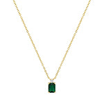 Sterling Silver Yellow Gold Plated ~7x5mm Green and White Cubic Zirconia Necklace