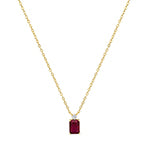 Sterling Silver Yellow Gold Plated ~7x5mm Red and White Cubic Zirconia Necklace