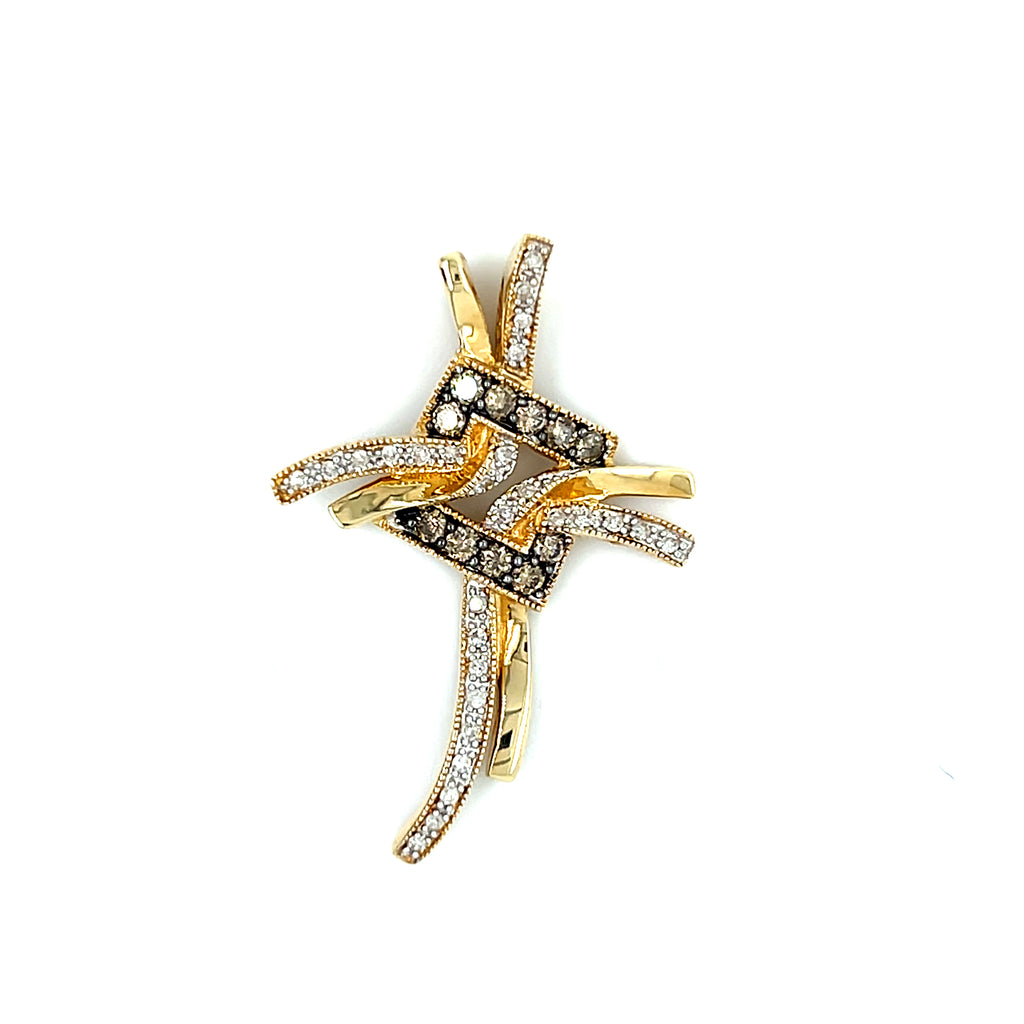 "Zimri" 14K Yellow Gold .47CT Champagne and White Gold Diamond Cross Pendant a part of our Estate Collection