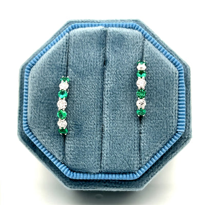White Gold Emerald and Diamond Earrings
