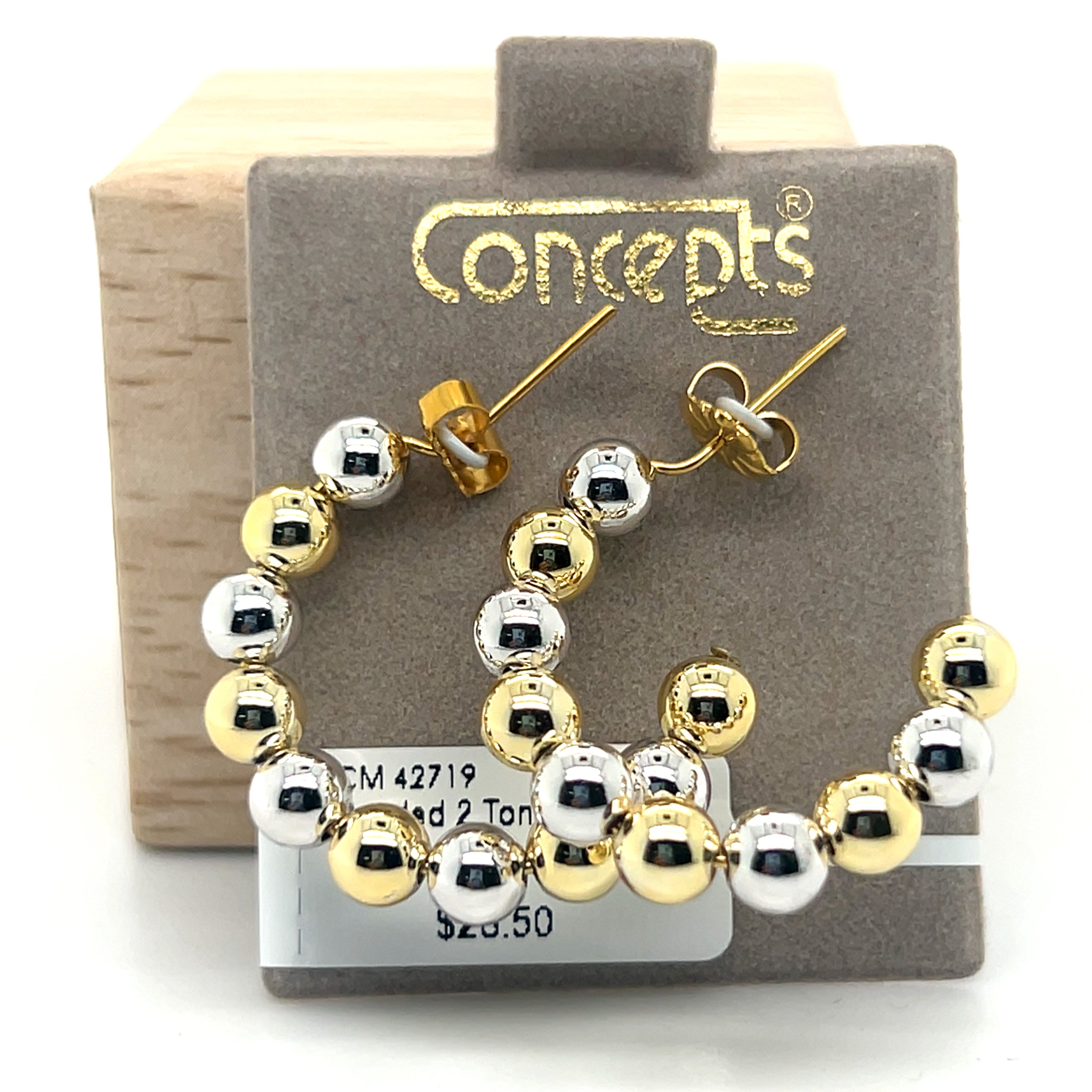 Beaded 2 Tone Allergy Free Earrings