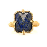 Yellow Gold Lapis Etruscan Ring