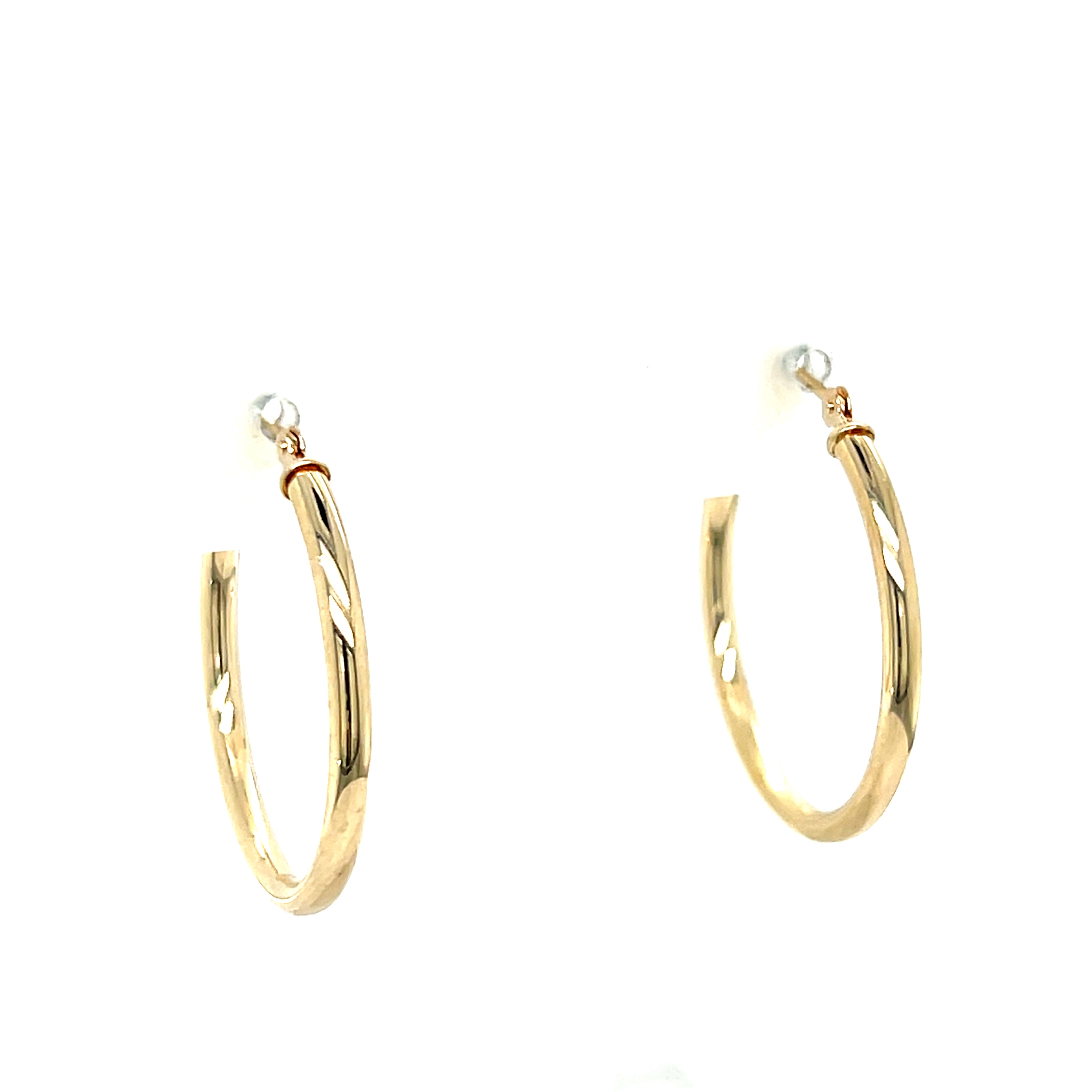 14K Yellow Gold Tubular Hoop Earrings