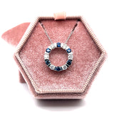 White Gold Sapphire and Diamond Circle Pendant