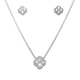 Silver Lab Grown Diamond Earrings and Necklace Set