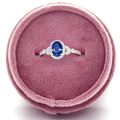 White Gold Oval Sapphire and  Diamond Ring