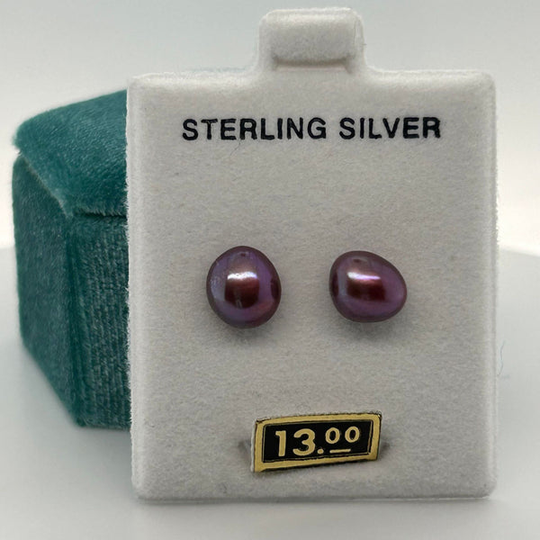 Silver Purple Haze Pearl Earrings