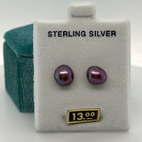 Silver Purple Haze Pearl Earrings