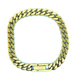 Stainless Steel Gold-IP Reversible Matte 7.7mm Curb-Link Bracelet 8"