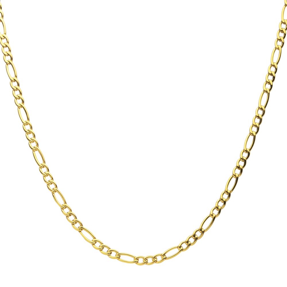 Men's 18K Gold IP Titanium 4.7mm X 20 in Figaro Chain Necklace